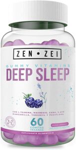 EN•ZEI | DEEP SLEEP | 60 Gomitas 100% Veganas — Suplemento para Dormir Ideal para Niños y Adultos — Dile Adiós al Insomnio, Regula tu Ciclo de Sueño — Formuladas con: L-teanina, gluconato de magnesio, GABA, 5- HTP, manzanilla, toronjil y pasiflora | CALIDAD PREMIUM