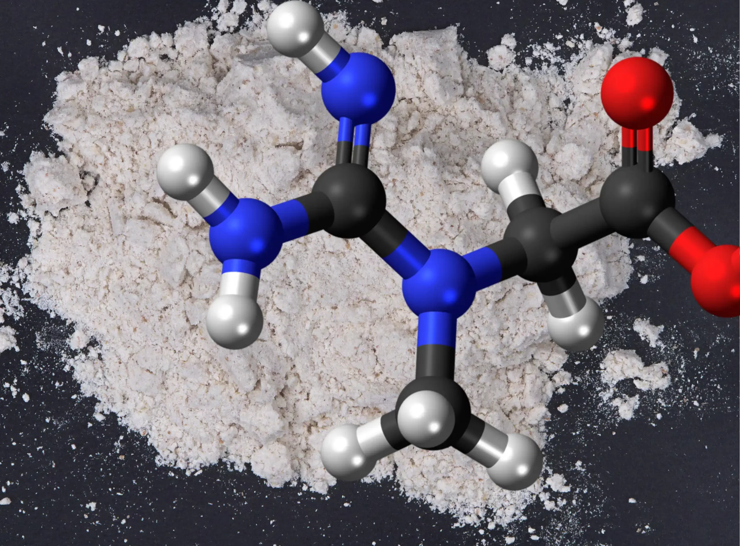 Estructura molecular de la creatina monohidratada. ¿Cómo tomarla y sus beneficios